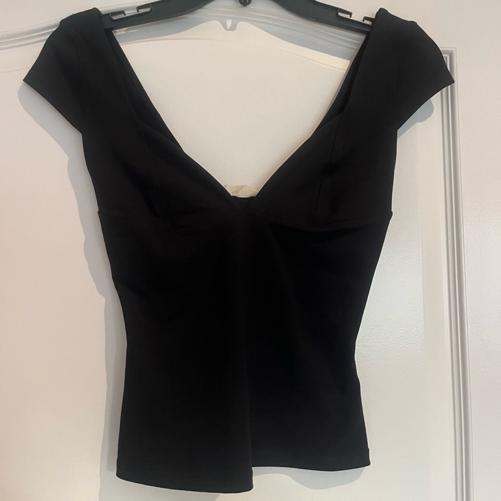 Free People black viral deep V top